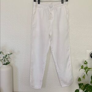 Caslon Tie Waist Taper White Linen Pants Size XS